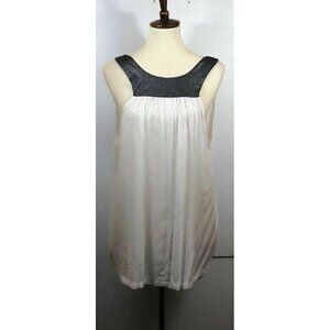 Current Affair  White Shimmer Hi Low Tank Top L